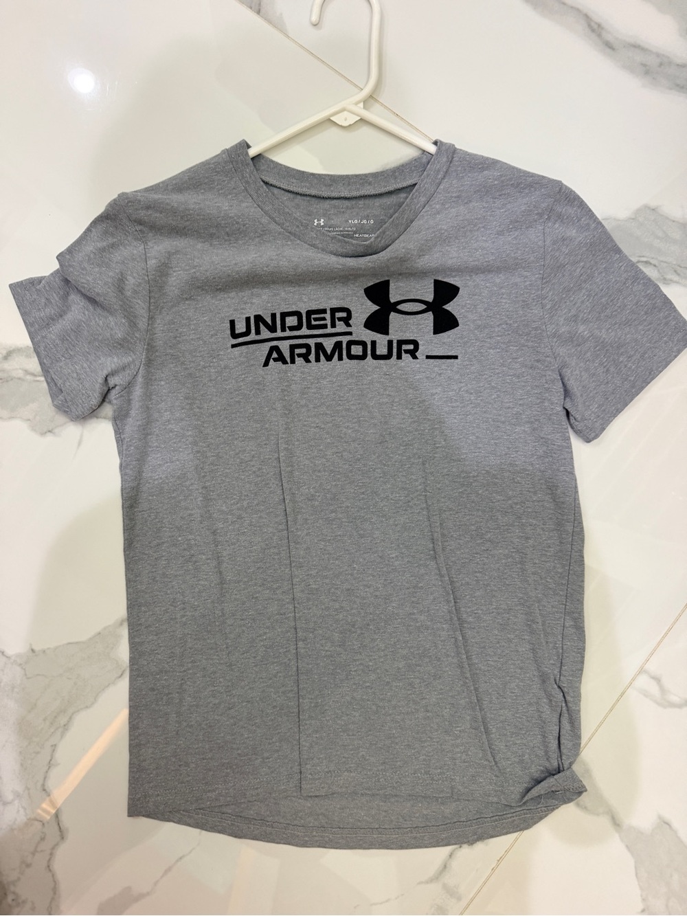 Under Armour Gray Tee with Black Logo - Kids Short Sleeve